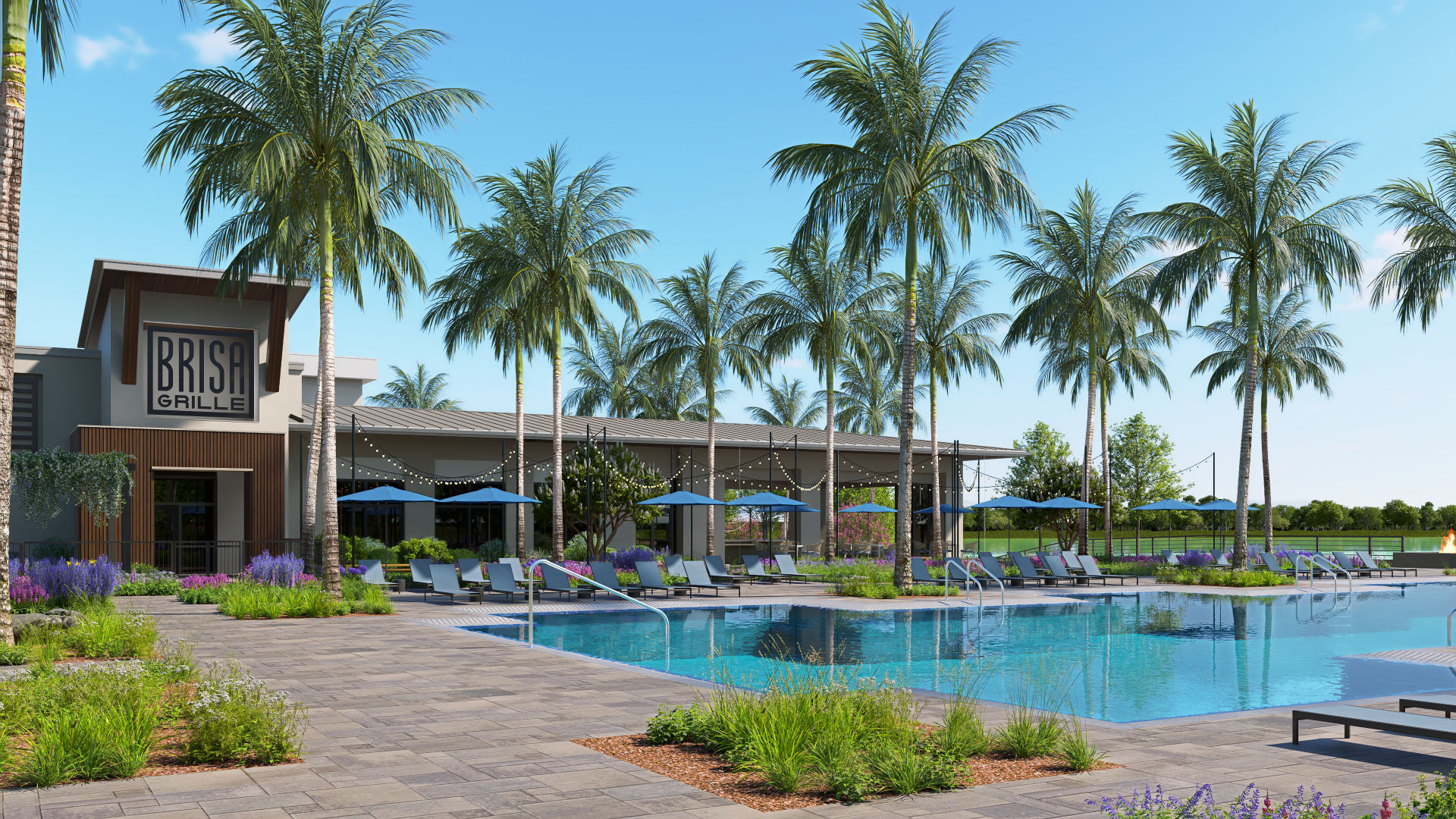 Vivid Shores pool lakefront view